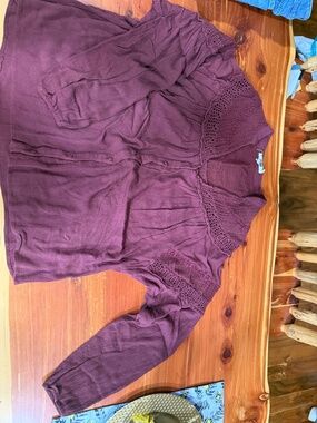 Gimmicks by BKE crochet linen long sleeve top